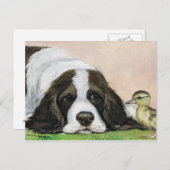 English Springer Spanisch und Duckling Art Postcar Postkarte (Vorne/Hinten)