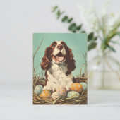 English Springer Spanisch Vintag Osterfeier Postkarte (Stehend Vorderseite)