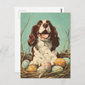 English Springer Spanisch Vintag Osterfeier Postkarte (Vorne/Hinten)