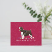 English Springer Spanisch Weihnachtsdesign Feiertagspostkarte (Stehend Vorderseite)