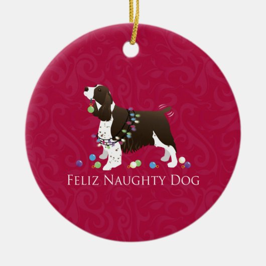 English Springer Spanisch Weihnachtsdesign Keramik Ornament (Vorne)