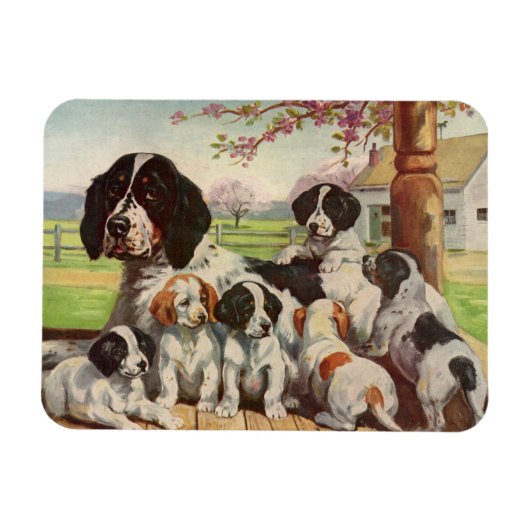 English Springer Spanische Mutter und Welpen Magnet (Horizontal)