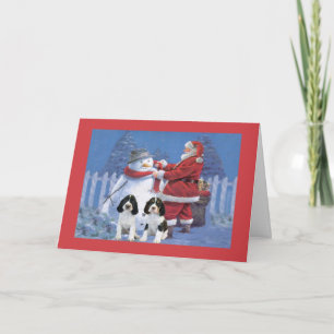 English Springer Spanische Weihnachtskarte Santa u Feiertagskarte