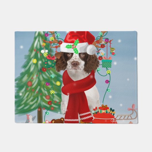 English Springer Spanischer Hund mit Weihnachtsges Fußmatte (Vorderseite)