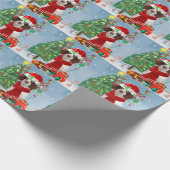 English Springer Spanischer Hund mit Weihnachtsges Geschenkpapier (Ecke)