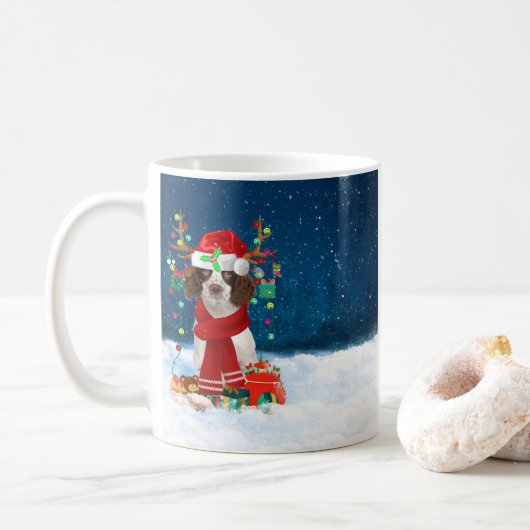 English Springer Spanischer Hund mit Weihnachtsges Kaffeetasse (Mit Donut)