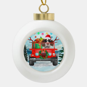 English Springer Spanischer Hund mit Weihnachtsges Keramik Kugel-Ornament