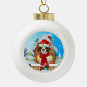 English Springer Spanischer Hund mit Weihnachtsges Keramik Kugel-Ornament (Vorderseite)