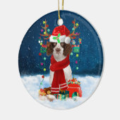 English Springer Spanischer Hund mit Weihnachtsges Keramik Ornament (Links)