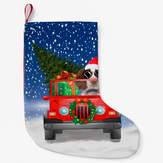 English Springer Spanischer Hund mit Weihnachtsges Kleiner Weihnachtsstrumpf (Vorderseite)