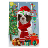 English Springer Spanischer Hund mit Weihnachtsges Mittlere Geschenktüte (Rückseite)
