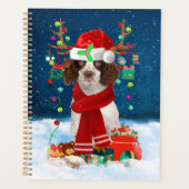 English Springer Spanischer Hund mit Weihnachtsges Planer (Vorderseite)