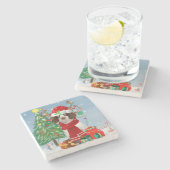 English Springer Spanischer Hund mit Weihnachtsges Steinuntersetzer (Seitenansicht)