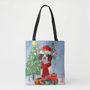 English Springer Spanischer Hund mit Weihnachtsges Tasche
