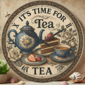 English tea room Teapot and scones kitchen Große Wanduhr