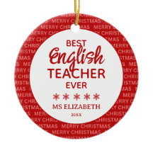 English Teacher Typografy Christmas Red