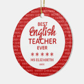 English Teacher Typografy Christmas Red Keramik Ornament (Links)