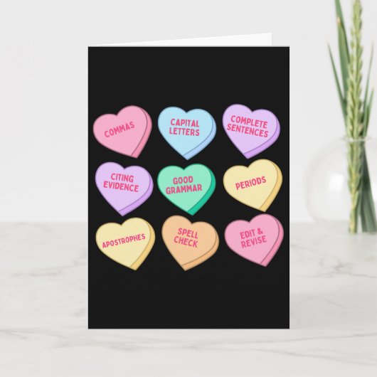 English Teacher Valentines Candy Heart English Gra Karte (Vorderseite)