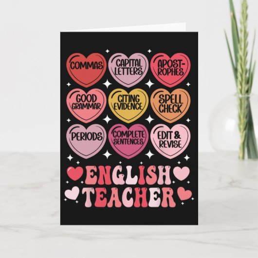 English Teacher Valentine's Day Grammar Ela Teache Karte (Vorderseite)