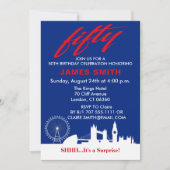 English Theme 50. Geburtstagsparty Einladung (Vorderseite)