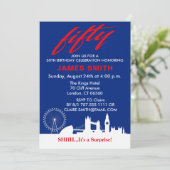 English Theme 50. Geburtstagsparty Einladung (Stehend Vorderseite)