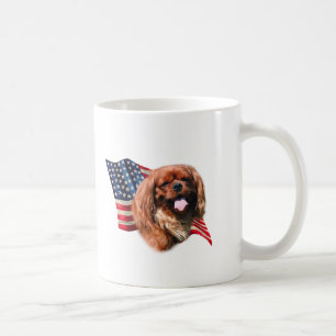 English Toy Spaniel American Flag Kaffeetasse