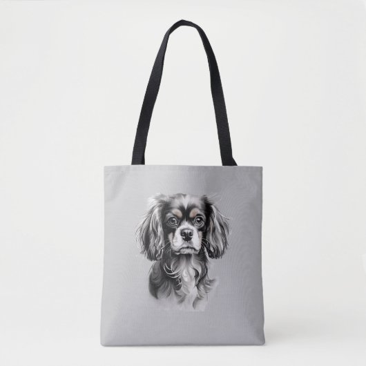 English Toy Spaniel Black and White Silhouette Tasche (Vorderseite)