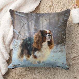 English Toy Spaniel Lass es schneien Weihnachten Kissen