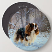 English Toy Spaniel Let It Snow Weihnachten Button (Vorne & Hinten)