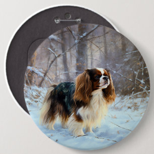 English Toy Spaniel Let It Snow Weihnachten Button