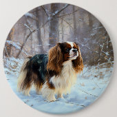English Toy Spaniel Let It Snow Weihnachten Button (Vorderseite)