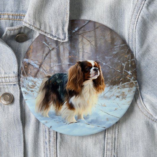 English Toy Spaniel Let It Snow Weihnachten Button (Beispiel)
