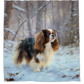 English Toy Spaniel Let It Snow Weihnachten Duschvorhang (Vorderseite)