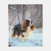 English Toy Spaniel Let It Snow Weihnachten Fleecedecke (Vorderseite)