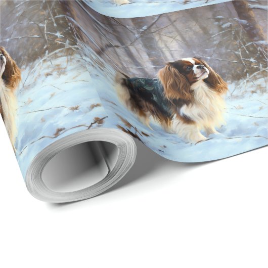 English Toy Spaniel Let It Snow Weihnachten Geschenkpapier (Rolleneckpunkt)