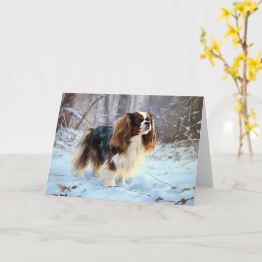 English Toy Spaniel Let It Snow Weihnachten Karte (Gelbe Blume)