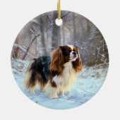 English Toy Spaniel Let It Snow Weihnachten Keramik Ornament (Hinten)
