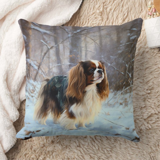 English Toy Spaniel Let It Snow Weihnachten Kissen (Decke)
