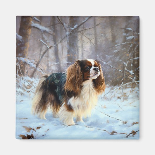English Toy Spaniel Let It Snow Weihnachten Magnet (Vorne)
