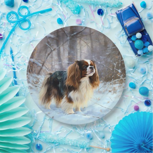 English Toy Spaniel Let It Snow Weihnachten Pappteller (Party)