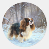 English Toy Spaniel Let It Snow Weihnachten Runder Aufkleber (Vorderseite)