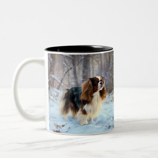 English Toy Spaniel Let It Snow Weihnachten Zweifarbige Tasse (Links)