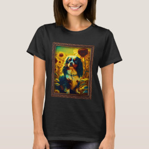 English Toy Spaniel Malerei Sonnenblumen Blume Mam T-Shirt