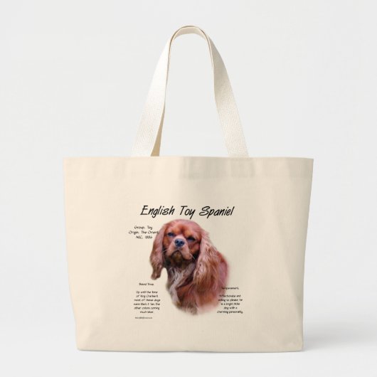 English Toy Spaniel (ruby) History Design Jumbo Stoffbeutel (Vorne)