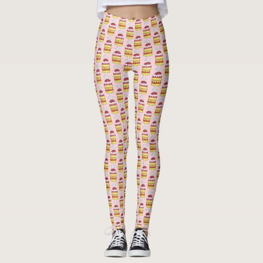 English Trifle Fruit Custard Dessert British Food Leggings (Vorderseite)