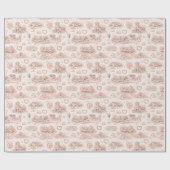 English Village Wedding Watercolor Pattern Pink Geschenkpapier (Flach)