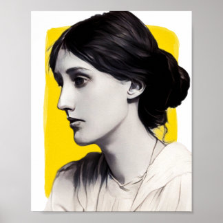 English Writer Virginia Woolf Illustration Poster