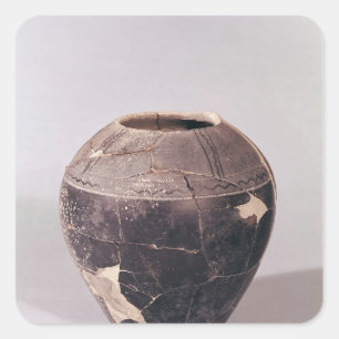 Engobe-Vase mit abgerundeten Linien Quadratischer Aufkleber