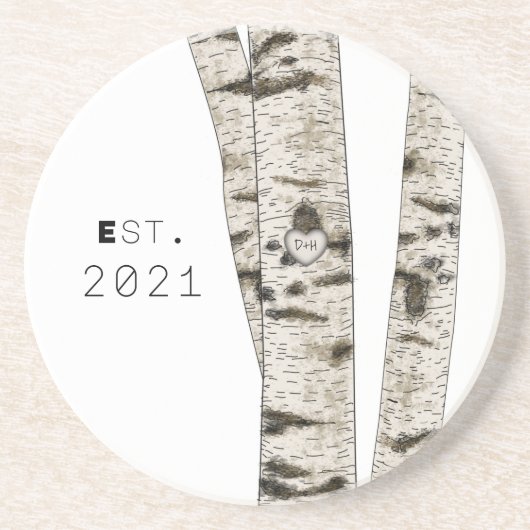 Engraved Birch Tree Coaster Getränkeuntersetzer (Vorne)