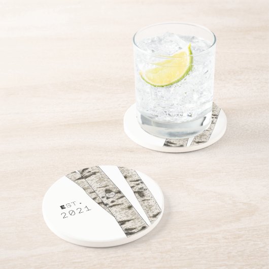 Engraved Birch Tree Coaster Getränkeuntersetzer (Seite)